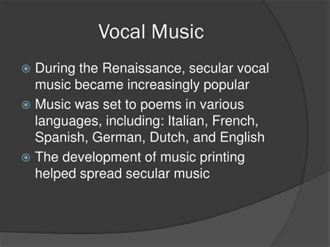 Select All the Elements Common in Renaissance Secular Music: A Multi-Faceted Analysis